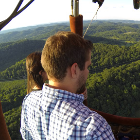 view of rolling hills from a hot air balloon, nashville tn