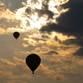 hot air balloon sunset